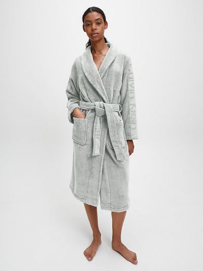 Calvin Klein Ruhák HU516868 | Calvin Klein Logo Print Női Fürdőköpeny Szürke